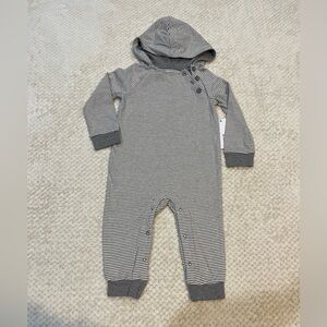 Robeez Unisex Infant Striped Snap Button Hooded Overalls Size 18M NWT 1 of 2